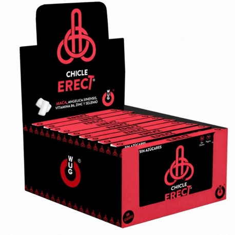 WUG ERECT a DISPLAY 12 X 8 UDS Chicle funcional con Maca Zinc y Vitaminas para potenciar la energaa y el rendimiento masculino