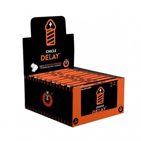 WUG DELAY a DISPLAY 12 X 8 UDS Chicle funcional con Zinc Selenio y Vitamina B6 para mayor control y resistencia en los momentos