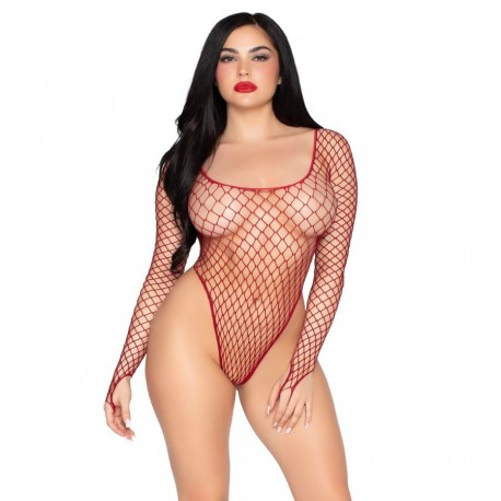 LEG AVENUE 89377 BODYSUIT DE RED INDUSTRIAL DE CORTE ALTO ROJO TALLA aNICA